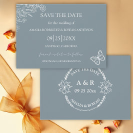 Meadow Flowers Blauw Grijs Save the Date