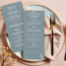 Meadow Flowers Blauw Grijs Wedding Menu