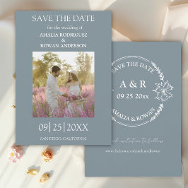 Meadow Flowers Blue Grey Foto Bewaar de datum Save The Date