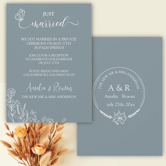 Meadow Flowers bruiloft net getrouwd Kaart