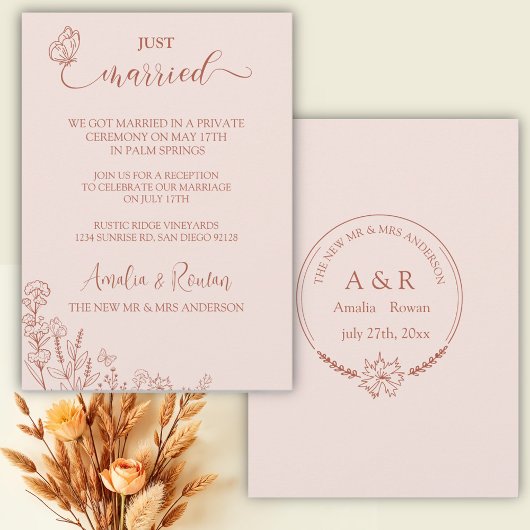 Meadow Flowers bruiloft net getrouwd Kaart