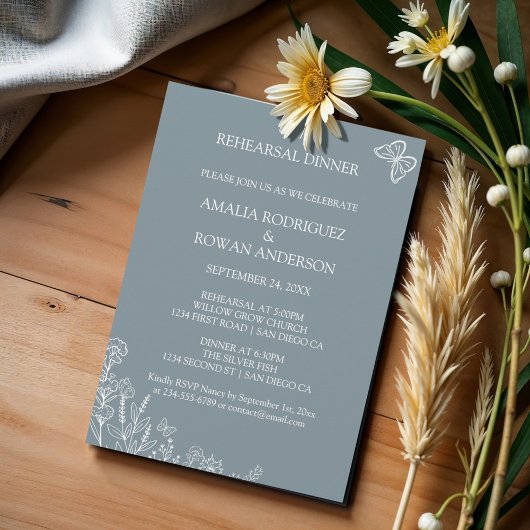 Meadow Flowers bruiloft repetitie diner Kaart