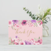 Meadow Flowers Gold Script Bedankt (Staand voorkant)