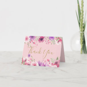 Meadow Flowers Gold Script Hartelijk dank Kaart