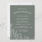 Meadow Flowers Sirocco Green bruiloft receptie Kaart (Voorkant)