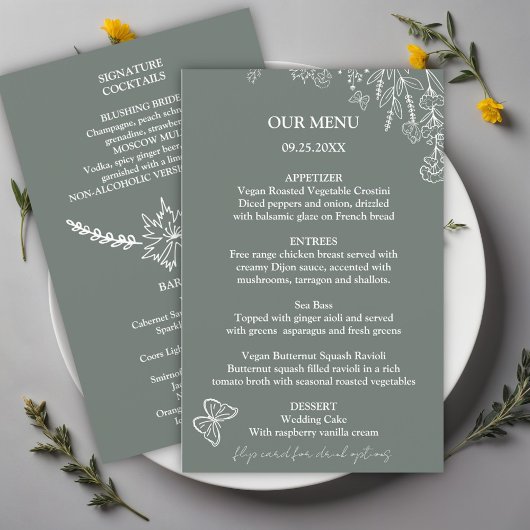Meadow Flowers Sirocco Green Wedding Budget Menu