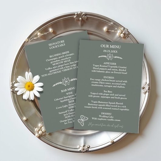 Meadow Flowers Sirocco Green Wedding Menu