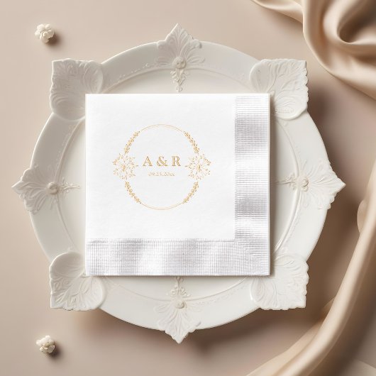 Meadow Flowers Wedding Monogram Folie Servetten