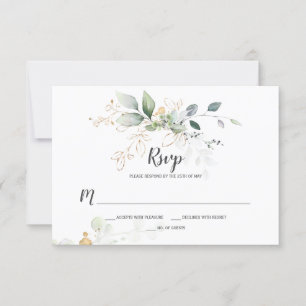 Meadow Green en Gold Botanicals RSVP Kaartje