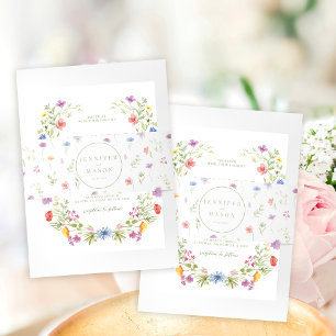 Meadow kleurrijke bloemenrustieke bruiloft buik ba uitnodigingen wikkel