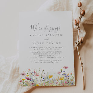 Meadow Kleurrijke Wildflower Elopement Receptie Kaart