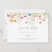 Meadow Kleurrijke Wildflower Horizontale bruiloft Save The Date (Voorkant)