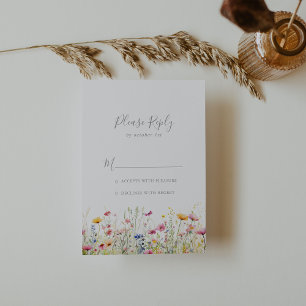 Meadow Kleurrijke Wildflower RSVP Kaartje