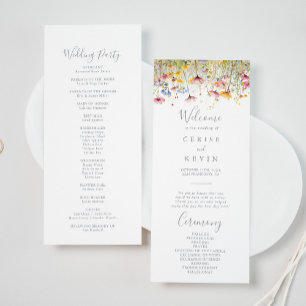 Meadow Kleurrijke Wildflower Wedding Programma