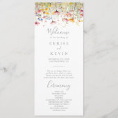 Meadow Kleurrijke Wildflower Wedding Programma (Voorkant)