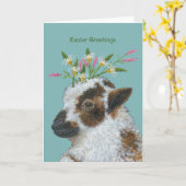 Meadow lamb Paaskaart Kaart (Gele Bloem)