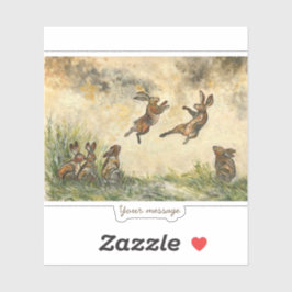 Meadow Matchup Playful Hares in a Meadow  Sticker