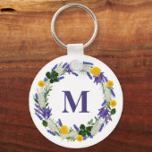Meadow Monogram - Aangepaste Lavendel Sleutelhanger (Voorkant)