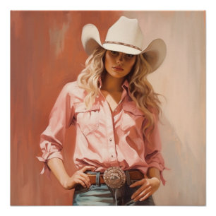 Meadow Muse: Cowgirl kunst aan de muur Perfect Poster