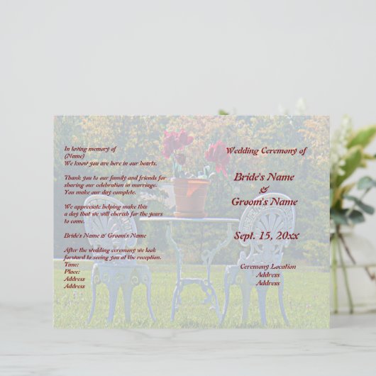 Meadow of Love & Autumn Tree Wedding Programme Cir (Debout devant)