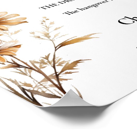 Meadow Open Bar Bruiloft Drinken Bar Teken Poster (Hoek)