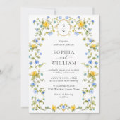 Meadow Pastel Franse Rozen Bloemenbruiloft Kaart (Voorkant)