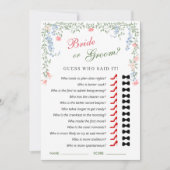 Meadow Pastel Franse Rozen Vrijgezellenfeest Game Kaart (Voorkant)