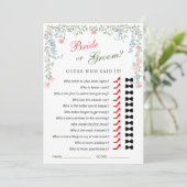 Meadow Pastel Franse Rozen Vrijgezellenfeest Game Kaart (Staand voorkant)