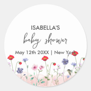 Meadow Summer Wildflower Baby shower Ronde Sticker