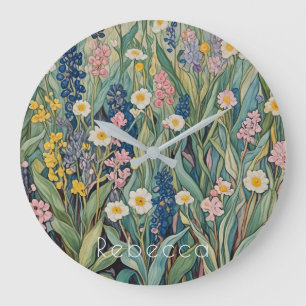 Meadow Whispers: Pastel Wildflowers Grote Klok