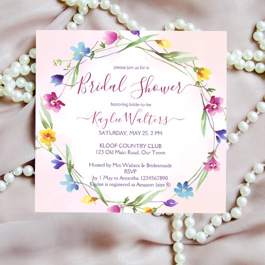 Meadow wilde bloemen boho bridal doucheuitnodiging kaart