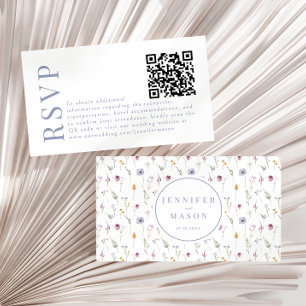 Meadow wildflower bruiloft RSVP QR-codekaarten Informatiekaartje