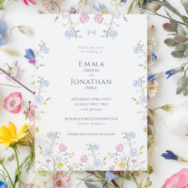 Meadow Wildflower Garden Wedding Invitation Kaart