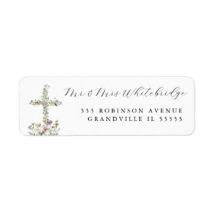 Meadow wildflower kruis Religieus Christelijk Ontw Etiket