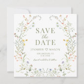 Meadow Wildflower Opslaan van de datum Foto uitnod (Voorkant)