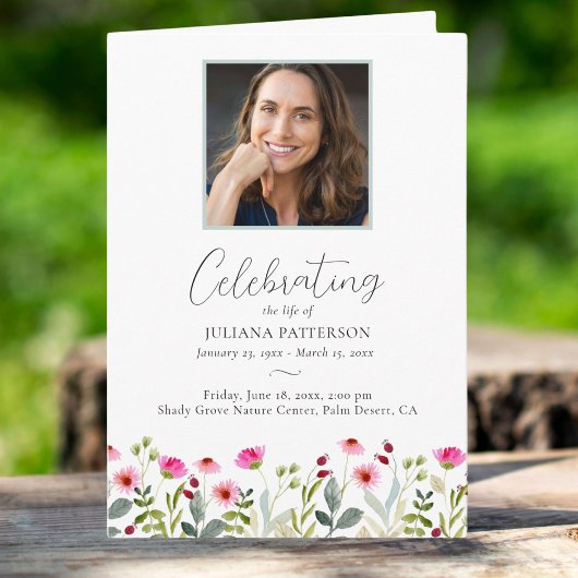 Meadow Wildflower Order of Service Uitvaartfoto's Programma