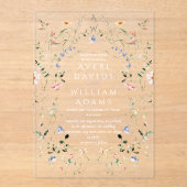 Meadow Wildflower rustieke Boho bruiloft Acryl Uitnodigingen (Voorkant)