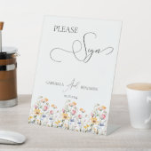 Meadow Wildflower Teken Gastenboek Bruiloft Tafelb Reclamebord Met Voetstuk (Insitu)