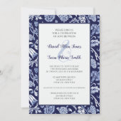 Meadow Wildflowers Indigo Blue Wedding Invitation (Devant)