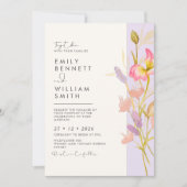 Meadow Wildflowers Modern Boho Rustic Wedding  Kaart (Voorkant)