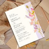 Meadow Wildflowers Modern Boho Rustic Wedding  Kaart