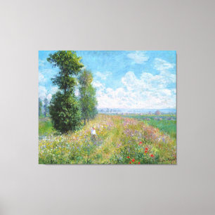 Meadow with Poplars, door Claude Monet Canvas Afdruk