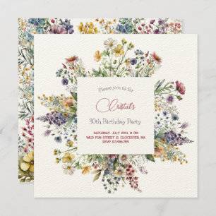 Meadows fleurs adultes invitation à l'anniversaire