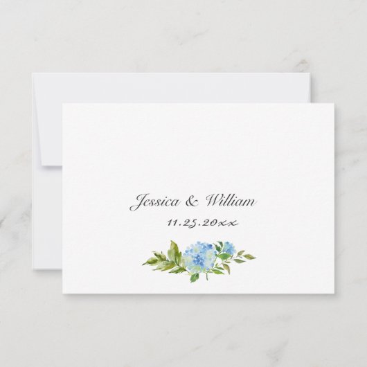 MEAL CHOICE Elegant Blue Hydrangea Wedding RSVP Kaartje (Achterkant)