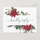 MEAL CHOICE Elegant Red Poinsettia Wedding RSVP Briefkaart (Voorkant)