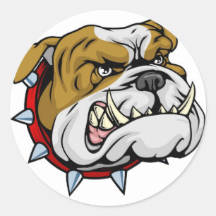 Mean bulldog mascot illustratie ronde sticker