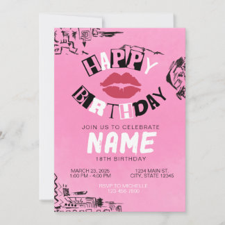 Mean Girls Roze Happy Birthday Uitnodiging