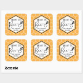 Meant to Bee Honeycomb Personalized Wedding  Vierkante Sticker (Vel)