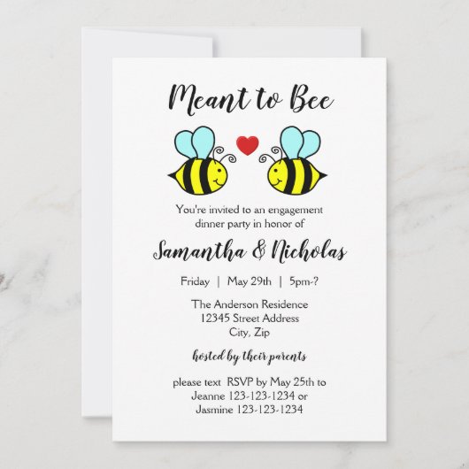 Meant to Bee - Invitation Fiançailles au dîner (Devant)