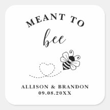 Meant to Bee Jar Label, Wedding Favor Honey 